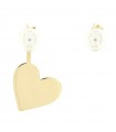 Rue Des Mille Earrings - I Sogni Son Desidi in 925% Gold Plated Silver with Pearls and Heart Pendant