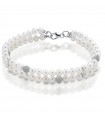 Bracciale Lelune da Donna - Young con Doppio Filo di Perle Freshwater 4,5 - 5 mm e Boules in Oro Bianco 18 Carati