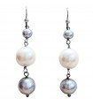 Della Rovere Earrings - in 925% Silver with Gray and White Pearls