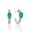 Miluna Women's Earrings - 18k White Gold Circle with Natural Diamonds and Emeralds 0.9 ct - 0
