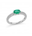 Miluna Ring - in 18k White Gold with Natural Diamonds and Emerald 0.72 ct - 0