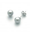 Nimei Earrings - in 18K White Gold and Gray Pearls 8.5-9 mm