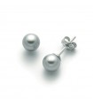 Nimei Earrings - in 18K White Gold and Gray Pearls 7-7.5 mm - 0