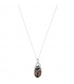 Coscia Necklace - in 18K White Gold with Tahitian Pearl and Natural Diamonds - 0
