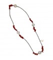 Bracciale Lelune Glamour da Donna - Lune Rosse in Ematite con Perle Grigie e Corallo