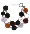Della Rovere Bracelet - in 925% Silver with Black Onyx and Amethyst Elements