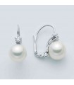 Nimei Earrings for Women - in 18k White Gold with Akoya Gold Special Selection Pearls 7.5 - 8 mm and Natural Diamonds - 0