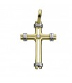 Chimento Cross Pendant - Sacre Tradition Gold Image in Two-Tone Gold with Natural Diamond - 0