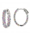 Salvatore Plata Earrings - Balanced Hoop in 925% Silver with Multicolored Cubic Zirconia