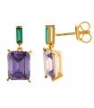 Salvatore Plata Earrings - Legacy in 925% Gold Plated Silver with Green Cubic Zirconia and Amethyst