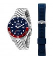 Special Pack Sector Men's Watch - 230 Automatic Time and Date Silver 43mm Red and Blue with Double Strap