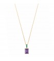 Salvatore Plata Necklace - Legacy in 925% Gold Silver with Green Cubic Zirconia and Amethyst Pendant