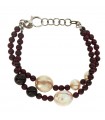 Della Rovere Bracelet - in 925% Silver with Baroque Pearls and Cherry Garnet