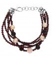 Della Rovere Bracelet - in 925% Silver with Cherry Red Garnet and Rose Quartz Sphere