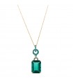 Collana Salvatore Plata - Afternoon in Argento 925% Dorato con Pendente di Cristallo Verde e Cubic Zirconia Bianchi