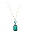 Salvatore Plata Necklace - Afternoon in 925% Gold Silver with Green Crystal Pendant and White Cubic Zirconia