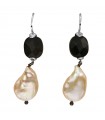 Della Rovere Earrings - in 925% Silver with Black Agate and Baroque Pearls