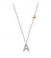 Buonocore Necklace - You Are in 18k White Gold with Letter A and Natural Diamonds 0.06 ct - 0