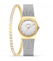 Special Pack Bering Watch with Tennis for Women - Classic Solo Tempo Gold 27 mm White