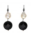 Della Rovere Earrings - in 925% Silver Pendants with Baroque Pearls and Black Onyx