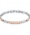 Maserati Men's Bracelet - Iconic Semi-Rigid in 316L Silver and Rose Gold Steel with Central Trident