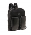 Pineider - Daily Backpack in Black Nylon and Smooth Calfskin with Double Pocket - 0