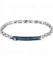 Maserati Men's Bracelet - Iconic in 316L Steel with Blue Central Plate and White Crystals