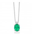 Miluna Women's Necklace - in 18k White Gold with Emerald Pendant and Natural Diamonds - 0
