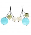 Della Rovere Earrings - in 925% Silver with Turquoise Paste and Baroque Pearl