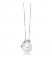 Miluna Necklace - in 18k White Gold with Pearl and Natural Diamonds - 0