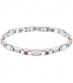 Maserati Men's Bracelet - Sapphire in 316L Steel with Rose Gold Links and Synthetic Sapphire