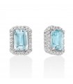 Miluna Earrings - 18k White Gold Rosette with Natural Diamonds and 1.06 ct Aquamarine - 0