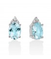 Miluna Women's Earrings - in 18k White Gold with Aquamarine and Natural Diamonds 0.04ct - 0