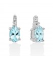 Miluna Women's Earrings - in 18k White Gold with Natural Diamonds and Aquamarine 0.74 ct - 0