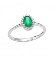Miluna Ring - 18k White Gold Rosette with 0.45 ct Emerald and Natural Diamonds - 0