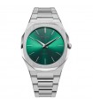 D1 Milano Watch - Ultra Thin Scarabeo Only Time Silver 40mm Green