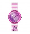 Orologio Flik Flak per Bambini - Shine Bright Shining Seastar Solo Tempo Rosa 32mm con Fiore di Cristalli Viola