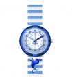 Orologio Flik Flak per Bambini - Shine Bright Shining Dolphin Solo Tempo Blu 32mm con Delfino di Cristalli