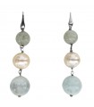 Della Rovere Earrings - in 925% Silver Pendants with Aquamarine and Baroque Pearls