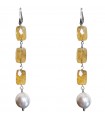 Della Rovere Earrings - in 925% Silver Pendants with Citrine Quartz and Baroque Pearls