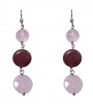 Della Rovere Earrings - in 925% Silver Pendants with Rose Quartz and Red Fossil Wood