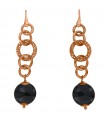 Della Rovere Earrings - in 925% Rosé Silver with Worked Circle and Black Onyx