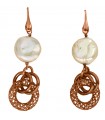 Della Rovere Earrings - in 925% Rosé Silver with Baroque Pearl and Worked Circle