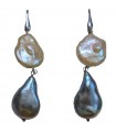 Della Rovere Earrings - in 925% Silver Pendants with Pink and Gray Baroque Pearl