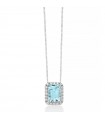 Miluna Necklace - in 18k White Gold with Pendant, Natural Diamonds and Aquamarine 0.87 ct - 0