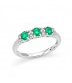 Miluna Ring - 18k White Gold Ring with 0.45 ct Emeralds and Natural Diamonds - 0