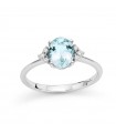 Miluna Ring - in 18k White Gold with 1 ct Aquamarine and Natural Diamonds - 0