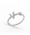 Buonocore Ring - You Are in 18k White Gold with Letter V and Natural Diamonds 0.06 ct - 0