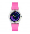 Swatch Watch - Neon Pink Podium Only Time Pink 34mm Black and Purple