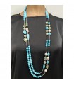 Della Rovere Necklace - in 925% Silver with Turquoise Paste and Pearls